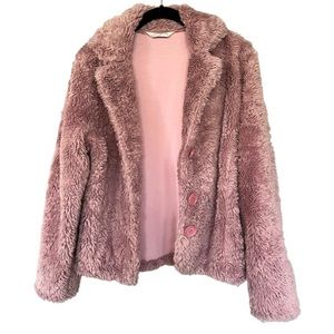 Pink Faux Fur Coat M